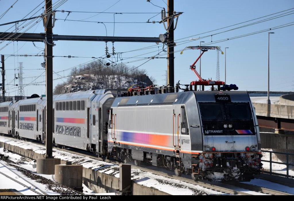 Commuter train continues west after station stop